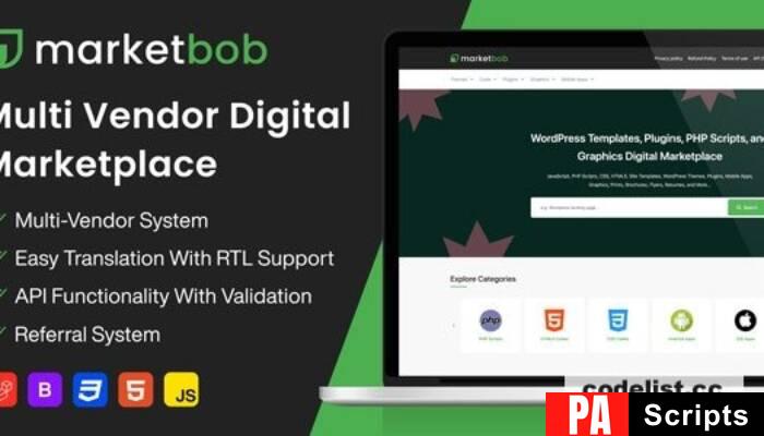 Marketbob v1.5 – Multi-Vendor Digital Marketplace – nulled