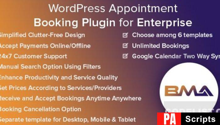 BMA v1.7.9 – WordPress Appointment Booking Plugin for Enterprise