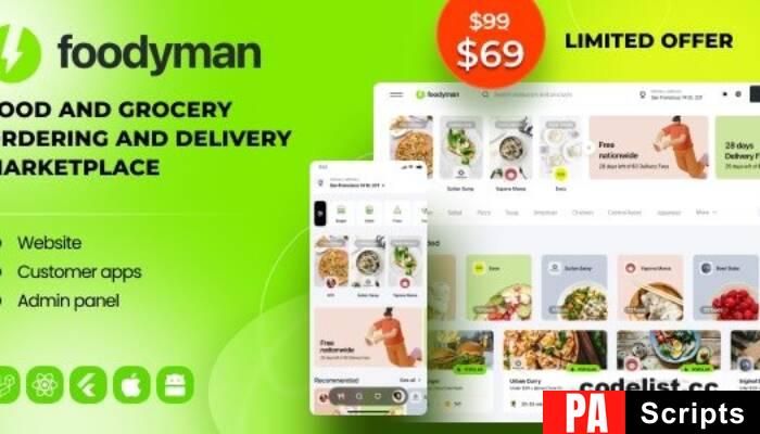 Foodyman v2024-22 – Multi-Restaurant Food and Grocery