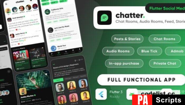 Chatter – Ultimate Social Media with Chat Rooms, Posts, Stories – 3 July 2024